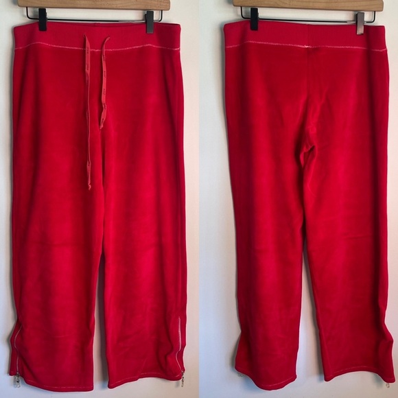 Natori Josie red velour lounge pants size medium - Picture 1 of 6
